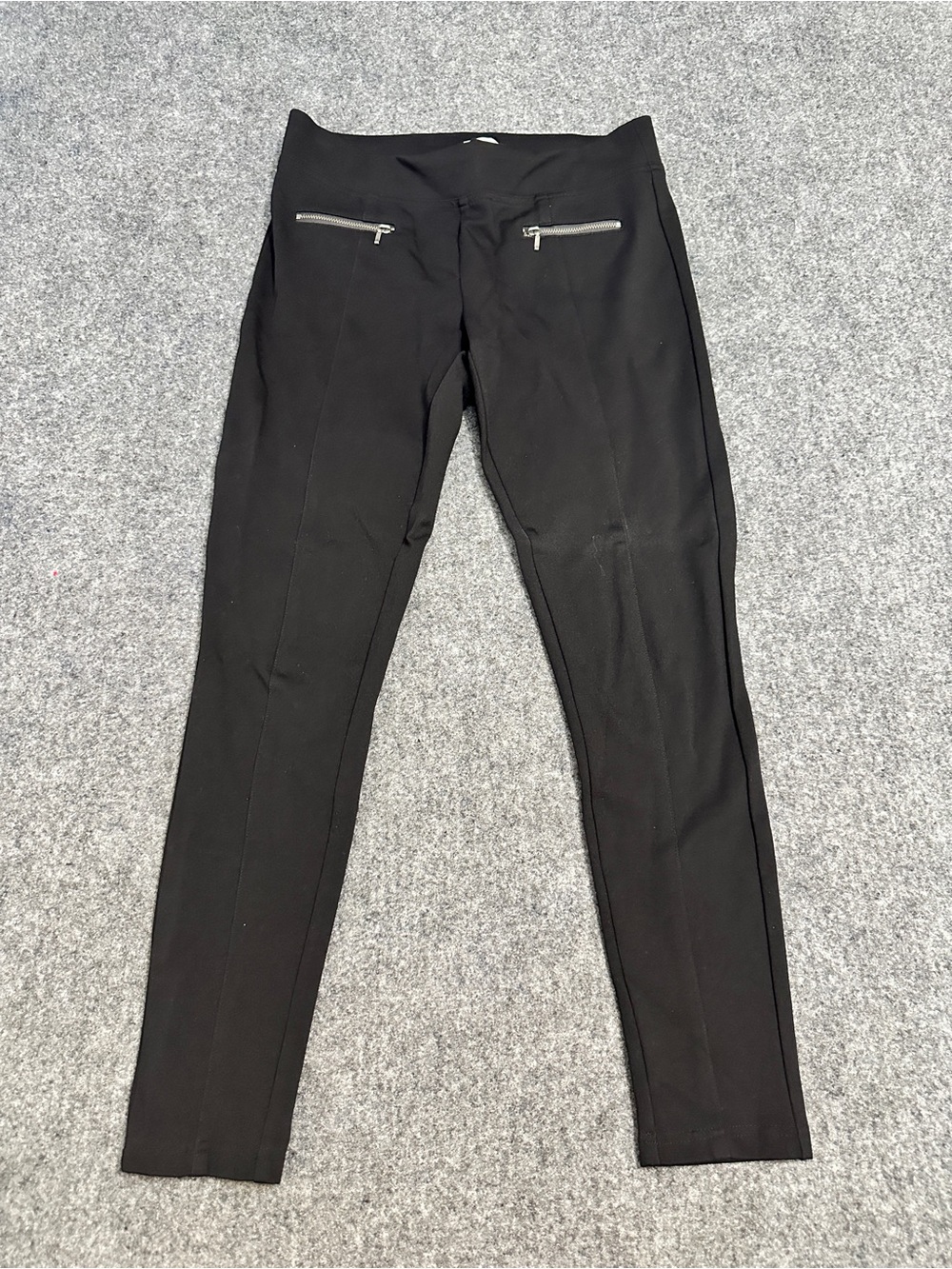 Matty M Zipper Ponte Leggings, featuring front-facing silver zipper pockets